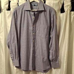 Tommy Hilfiger Men's Blue and Red Plaid Shirt Lg